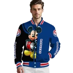 texas rangers mickey mouse blue varsity jacket best selling