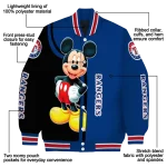 texas rangers mickey mouse blue varsity jacket best selling