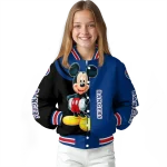 texas rangers mickey mouse blue varsity jacket best selling