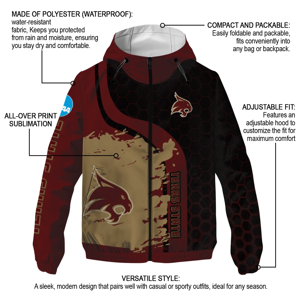 texas state bobcats grid streak maroon black windbreaker jacket new arrival texas state bobcats grid streak maroon black windbreaker jacket new arrival