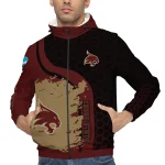 texas state bobcats grid streak maroon black windbreaker jacket best selling