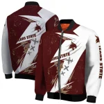 texas state bobcats ripped bolt maroon white bomber jacket best selling