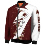 texas state bobcats ripped bolt maroon white bomber jacket best selling