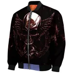 texas state bobcats skull bite maroon black bomber jacket best selling