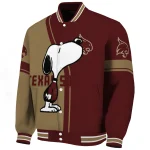 texas state bobcats snoopy attitude maroon varsity jacket best selling