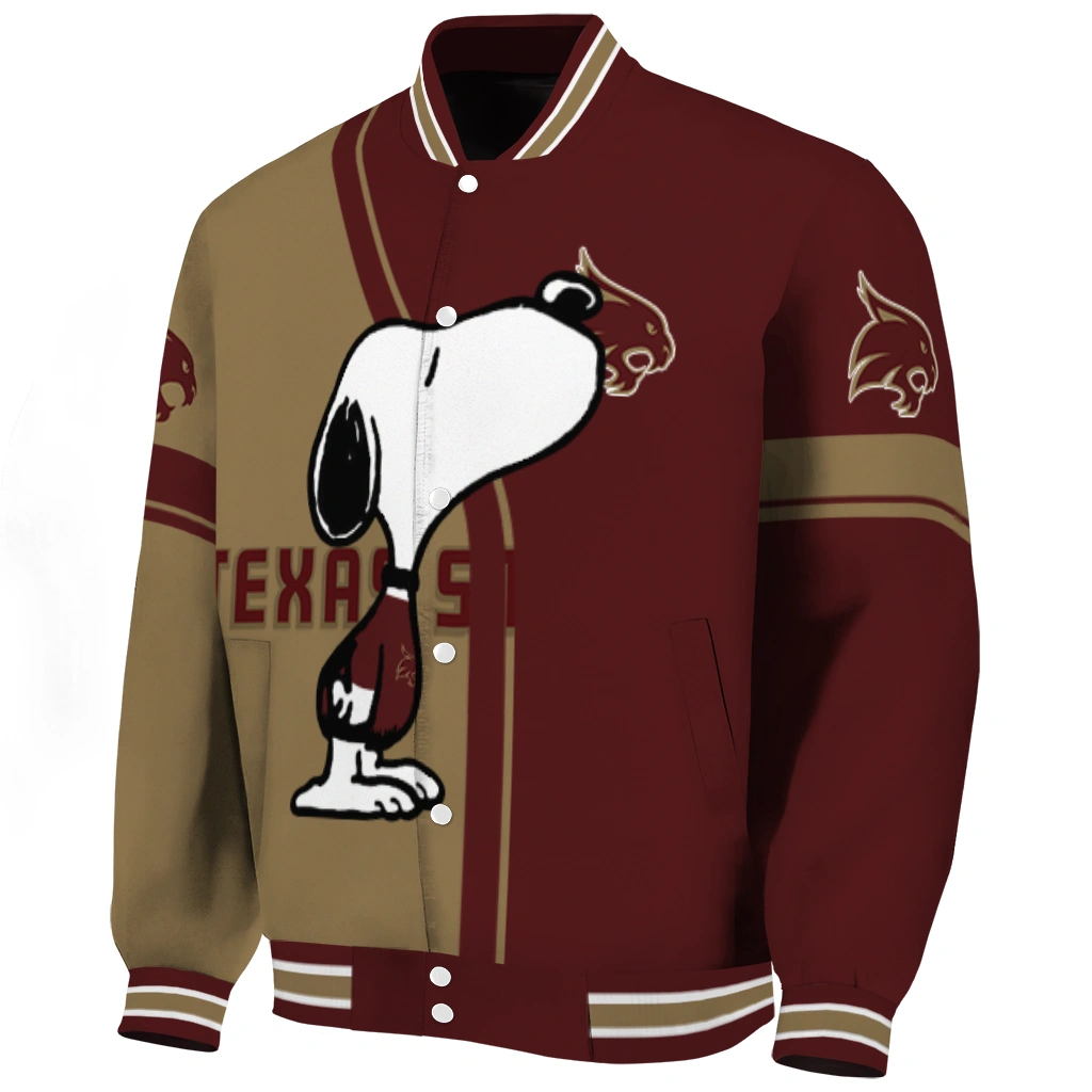 texas state bobcats snoopy attitude maroon varsity jacket best selling texas state bobcats snoopy attitude maroon varsity jacket best selling