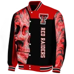 texas tech red raiders fire skull red black varsity jacket best selling