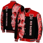 texas tech red raiders fire skull red black varsity jacket best selling