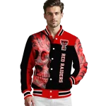 texas tech red raiders fire skull red black varsity jacket best selling