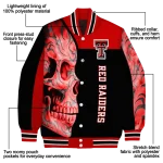 texas tech red raiders fire skull red black varsity jacket best selling