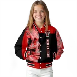 texas tech red raiders fire skull red black varsity jacket best selling