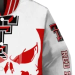 texas tech red raiders skull outline red white varsity jacket best selling
