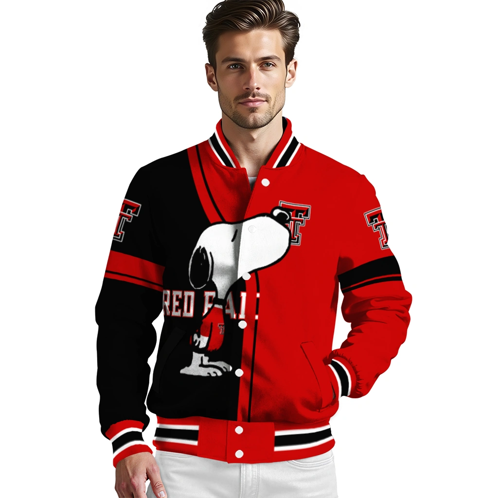 texas tech red raiders snoopy attitude red varsity jacket high quality texas tech red raiders snoopy attitude red varsity jacket high quality