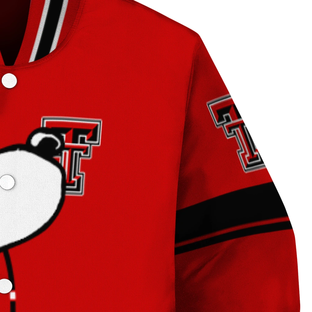 texas tech red raiders snoopy attitude red varsity jacket premium grade texas tech red raiders snoopy attitude red varsity jacket premium grade