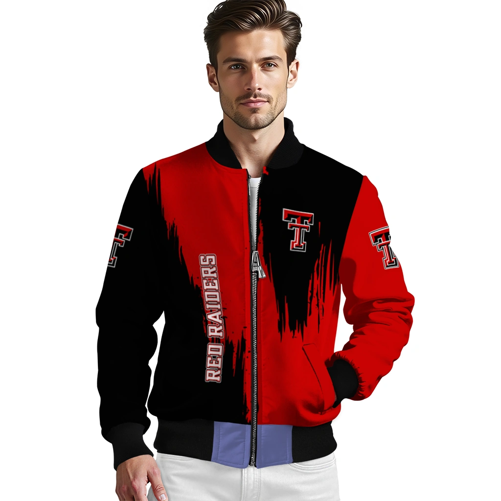 texas tech red raiders urban mark red bomber jacket high quality texas tech red raiders urban mark red bomber jacket high quality