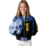 toledo rockets intricate skull blue black bomber jacket best selling