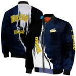 toledo rockets torn texture print blue black bomber jacket best selling