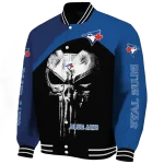 toronto blue jays edgy mask blue black varsity jacket best selling