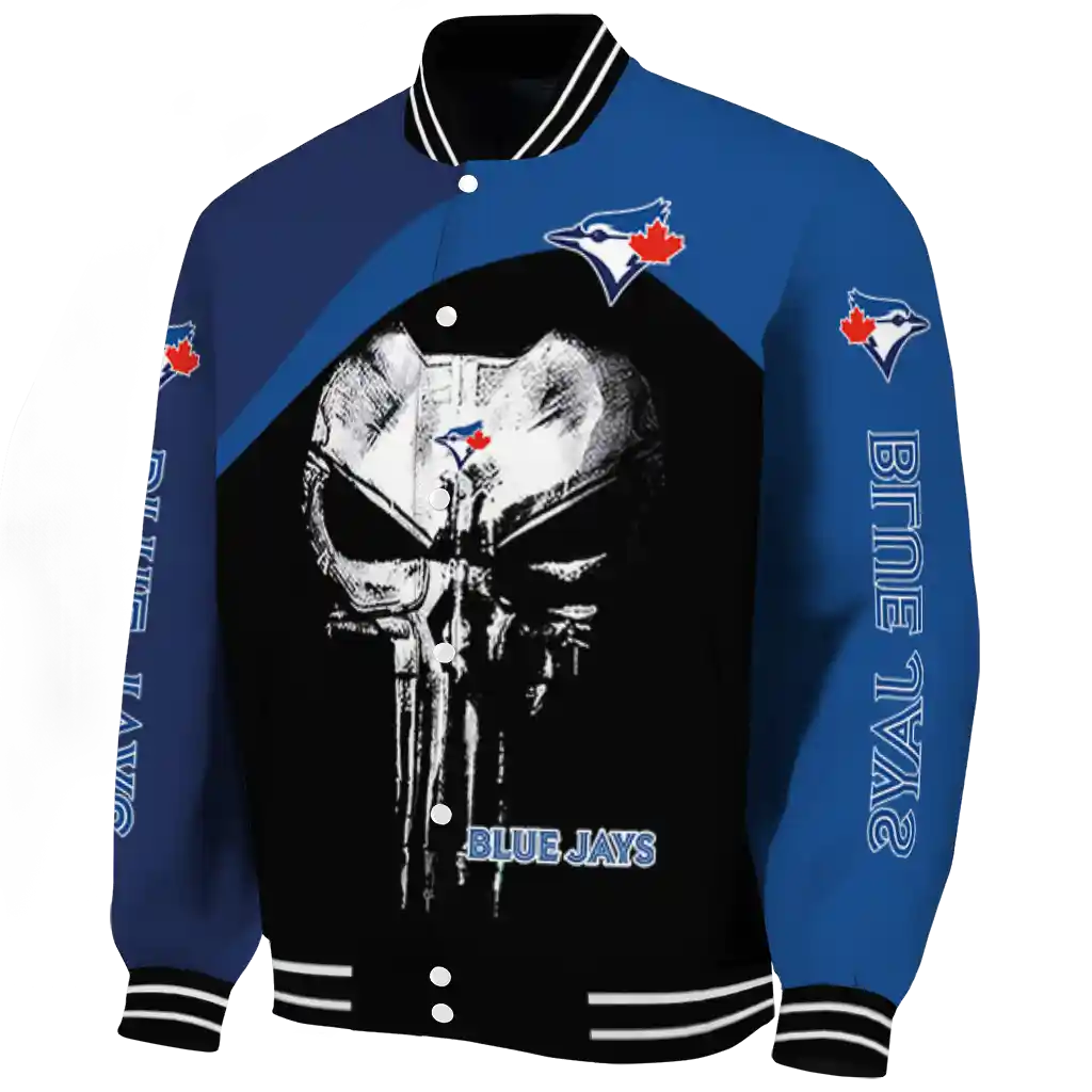 toronto blue jays edgy mask blue black varsity jacket best selling toronto blue jays edgy mask blue black varsity jacket best selling