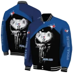 toronto blue jays edgy mask blue black varsity jacket best selling