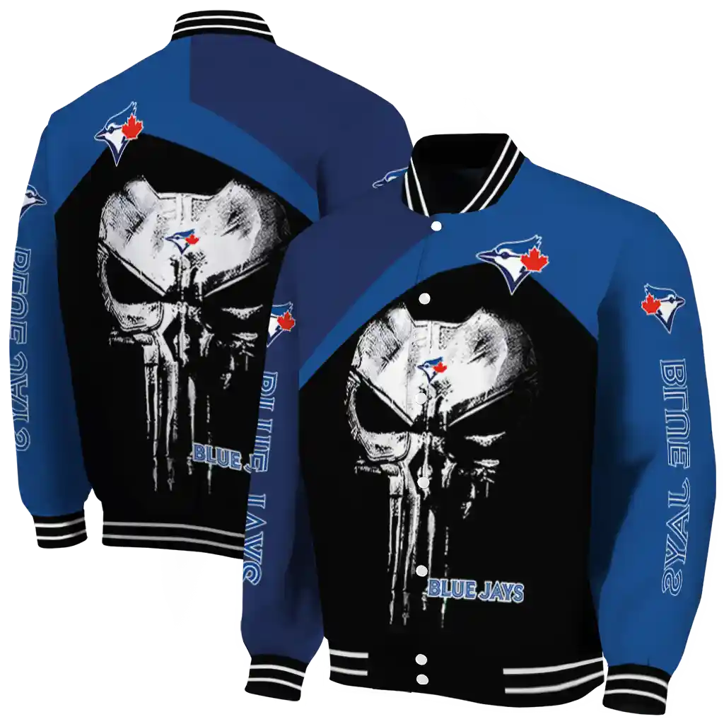 toronto blue jays edgy mask blue black varsity jacket fashion forward toronto blue jays edgy mask blue black varsity jacket fashion forward