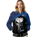 toronto blue jays edgy mask blue black varsity jacket best selling