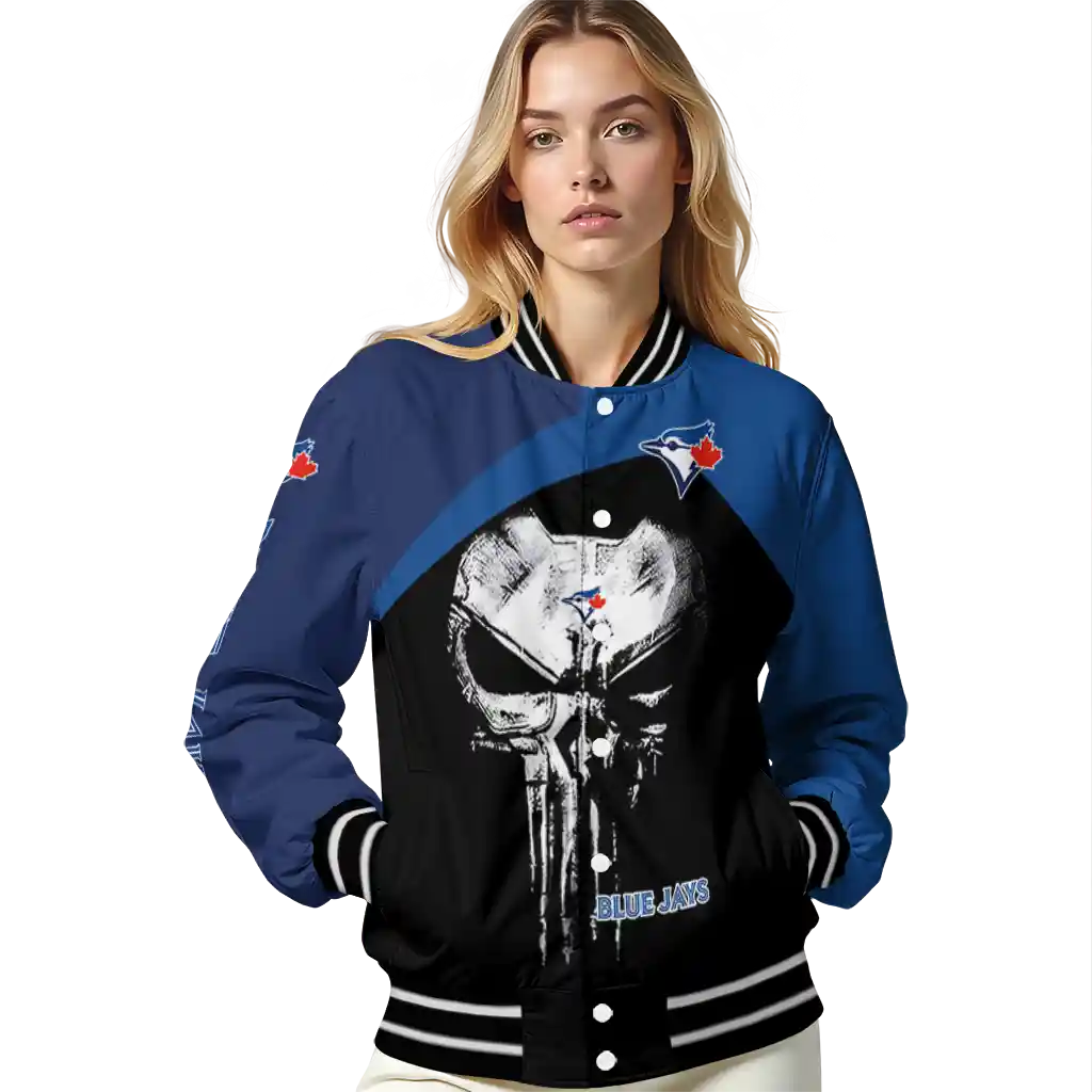 toronto blue jays edgy mask blue black varsity jacket latest model toronto blue jays edgy mask blue black varsity jacket latest model