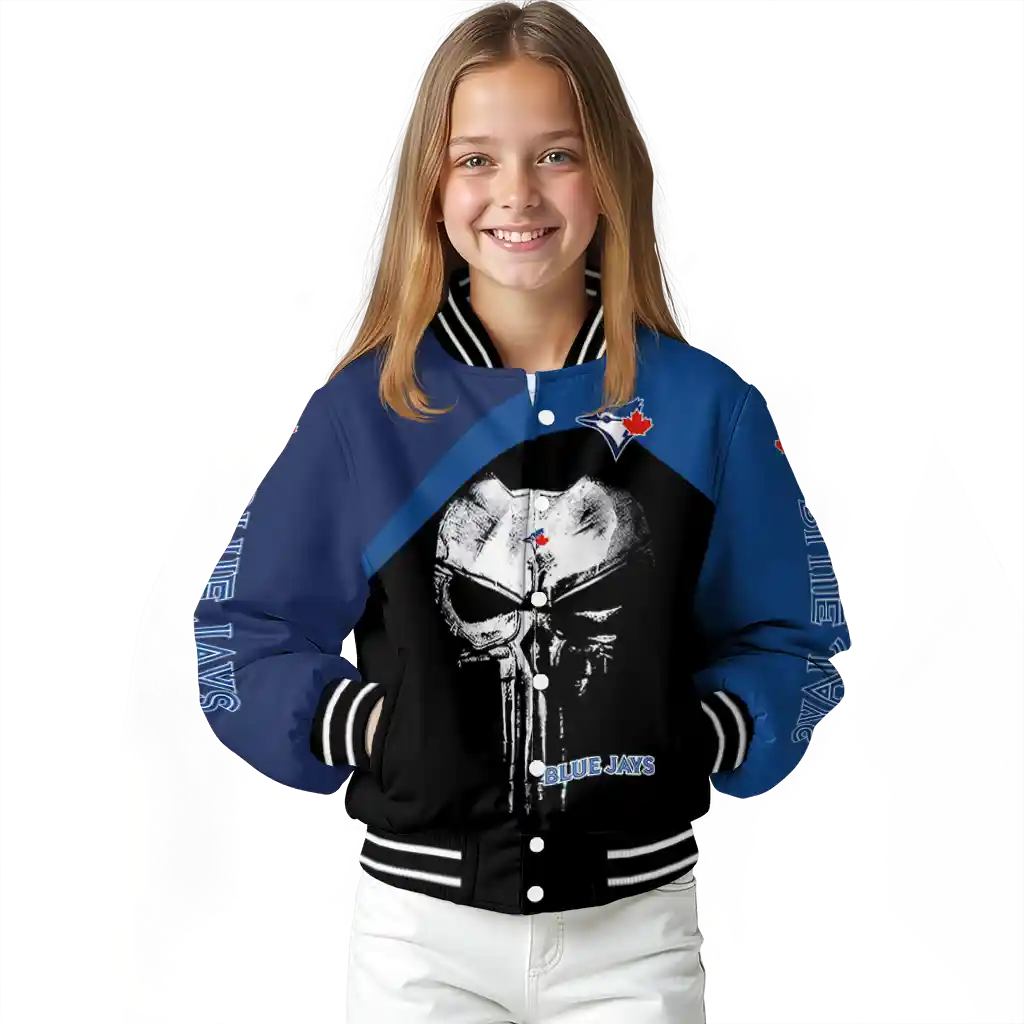 toronto blue jays edgy mask blue black varsity jacket top rated toronto blue jays edgy mask blue black varsity jacket top rated