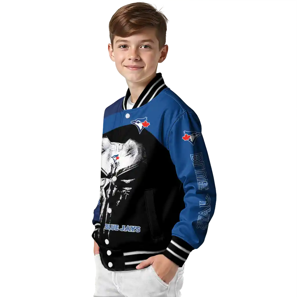 toronto blue jays edgy mask blue black varsity jacket trendy toronto blue jays edgy mask blue black varsity jacket trendy