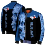 toronto blue jays fire skull blue black bomber jacket best selling