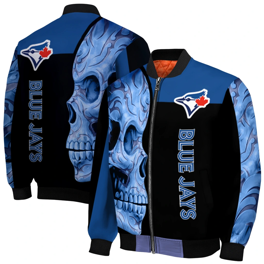 toronto blue jays fire skull blue black bomber jacket best selling toronto blue jays fire skull blue black bomber jacket best selling
