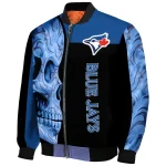 toronto blue jays fire skull blue black bomber jacket best selling
