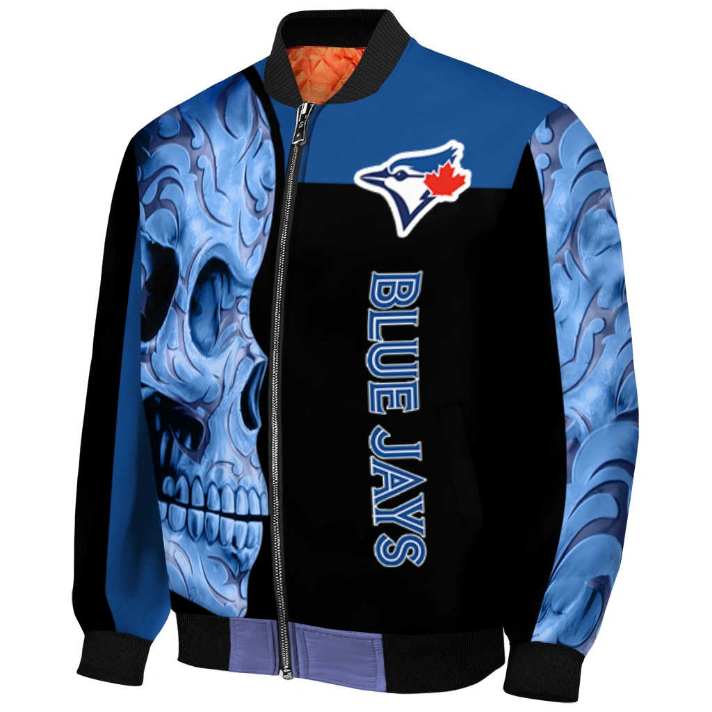toronto blue jays fire skull blue black bomber jacket fashion forward toronto blue jays fire skull blue black bomber jacket fashion forward