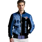 toronto blue jays fire skull blue black bomber jacket best selling