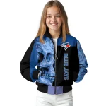 toronto blue jays fire skull blue black bomber jacket best selling