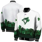 toronto blue jays four leaf icon white green varsity jacket best selling