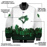 toronto blue jays four leaf icon white green varsity jacket best selling