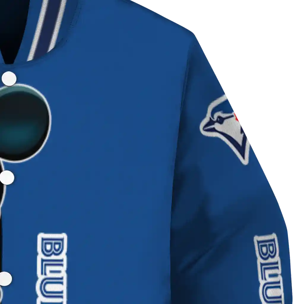 toronto blue jays mickey mouse blue varsity jacket premium grade toronto blue jays mickey mouse blue varsity jacket premium grade