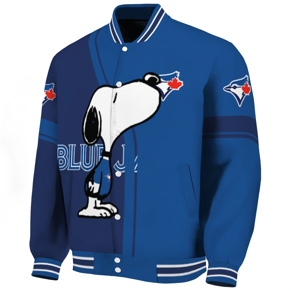 toronto blue jays snoopy attitude blue varsity jacket best selling toronto blue jays snoopy attitude blue varsity jacket best selling