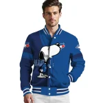 toronto blue jays snoopy attitude blue varsity jacket best selling