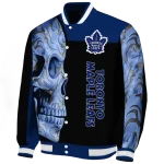toronto maple leafs fire skull blue black varsity jacket best selling