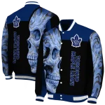 toronto maple leafs fire skull blue black varsity jacket best selling