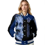 toronto maple leafs fire skull blue black varsity jacket best selling
