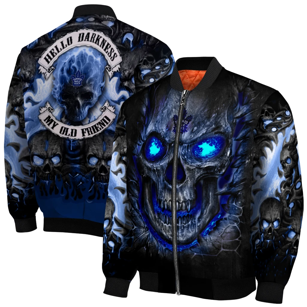 toronto maple leafs inferno skull blue black bomber jacket best selling toronto maple leafs inferno skull blue black bomber jacket best selling