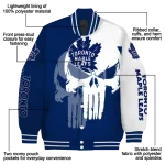 toronto maple leafs skull outline blue white varsity jacket best selling
