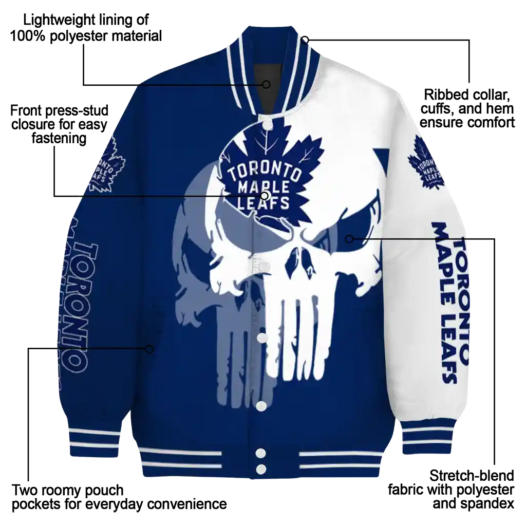 toronto maple leafs skull outline blue white varsity jacket new arrival toronto maple leafs skull outline blue white varsity jacket new arrival