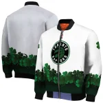 toronto raptors clover pattern print white green bomber jacket best selling