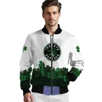 toronto raptors clover pattern print white green bomber jacket best selling