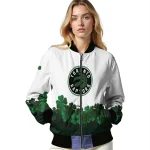toronto raptors clover pattern print white green bomber jacket best selling
