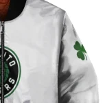 toronto raptors clover pattern print white green bomber jacket best selling